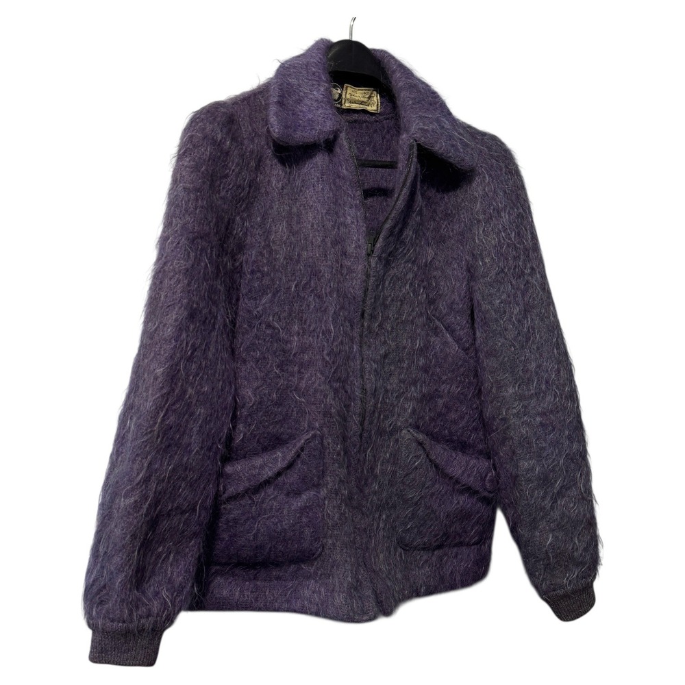 Vintage Andrew Stewart Mohair‎ Wool Jacket Purple Woven Scotland